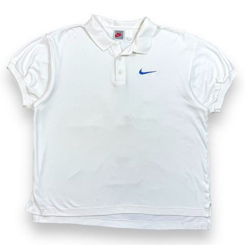Vintage Nike White & Blue Polo - L