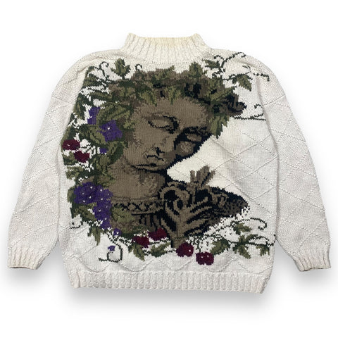 Vintage Statue Floral Knitwear Sweater - L