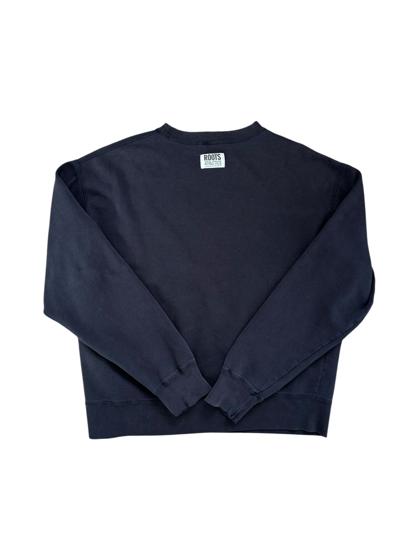 1990s Roots Navy Oversized Crewneck - L