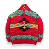 Vintage Aztec Print Knit Shawl Sweater (L)