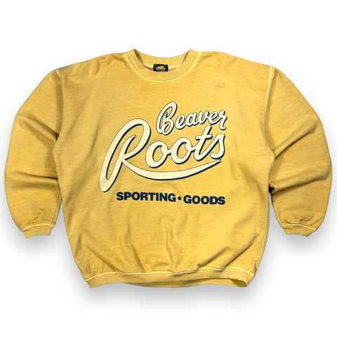Vintage 90s Roots Faded Yellow Spell Out Crewneck - L/XL