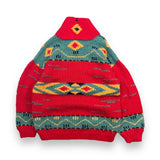 Vintage Aztec Print Knit Shawl Sweater (L)
