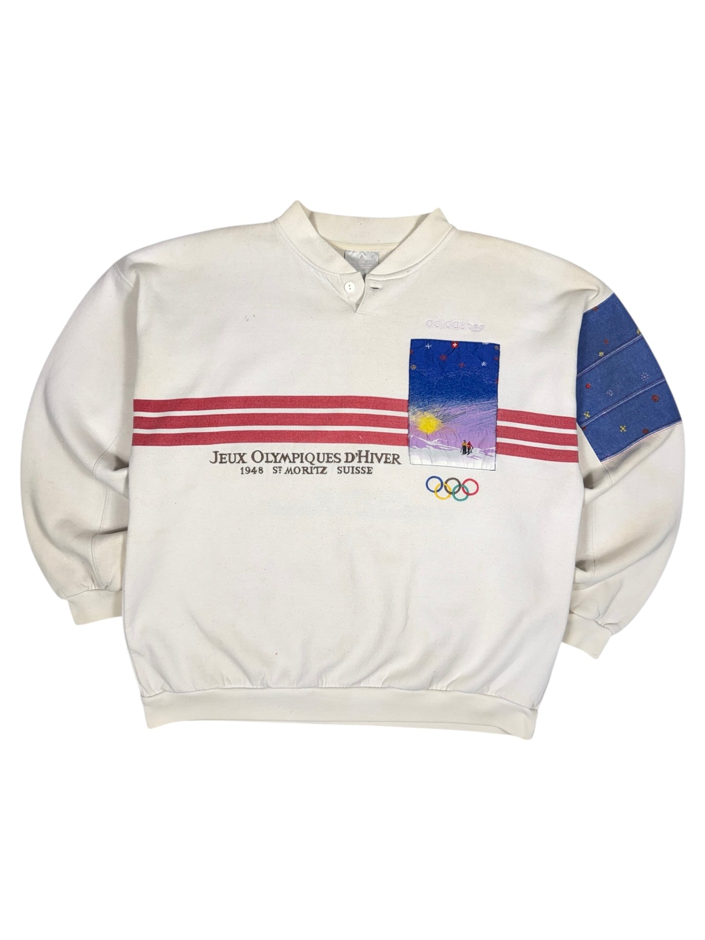 Vintage 80s Adidas Olympic Winter Games Sweater - L