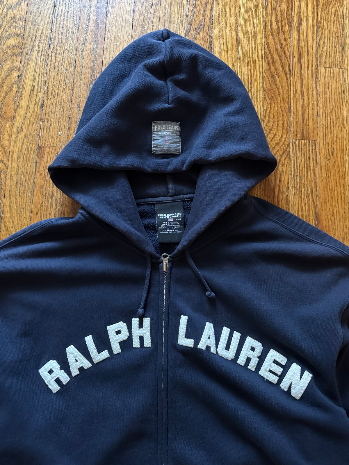 Vintage Polo Ralph Lauren Navy Zip Hoodie Size XL