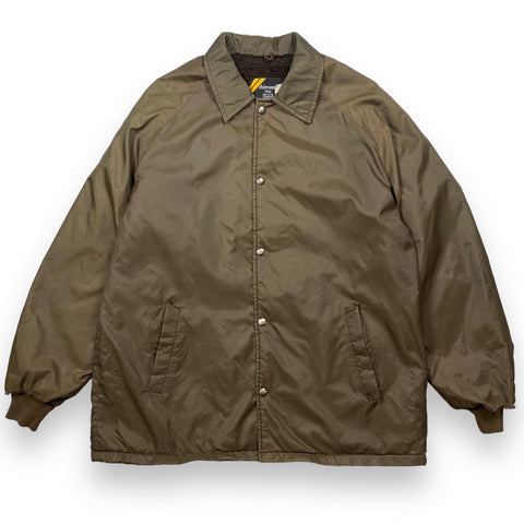 1980s Sears Brown Fleece Lined Nylon Jacket - XXL