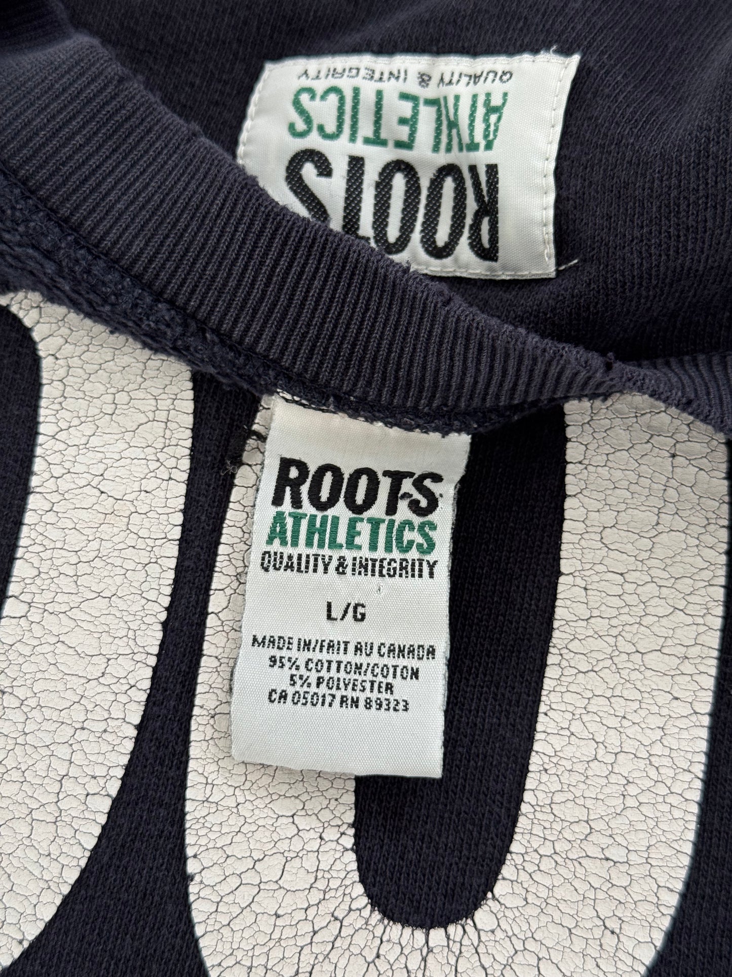 1990s Roots Navy Oversized Crewneck - L