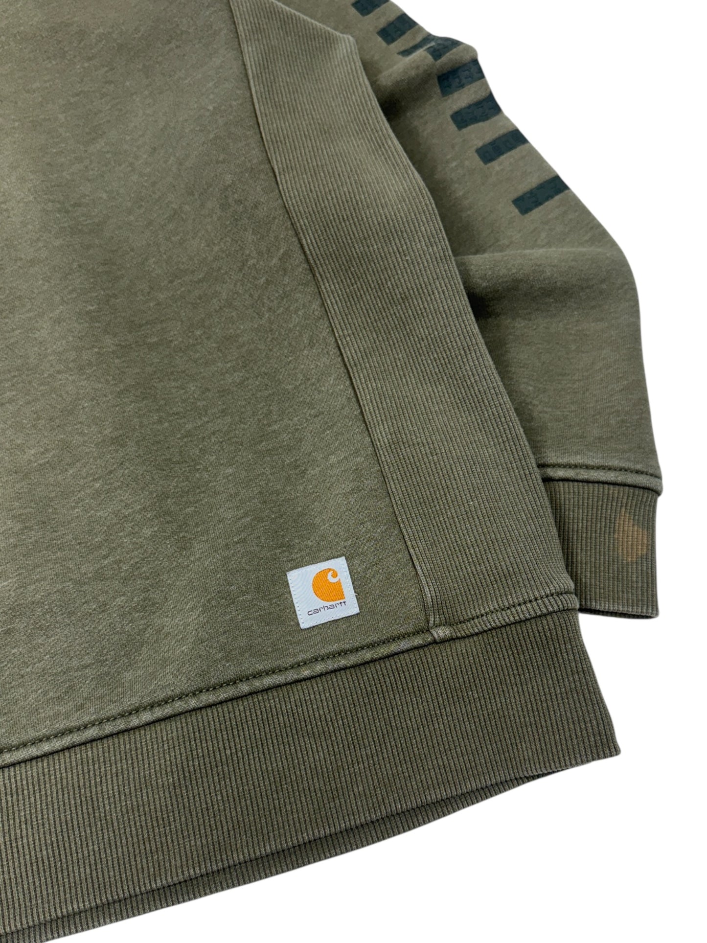 Carhartt Faded Spell Out Olive Crewneck - M