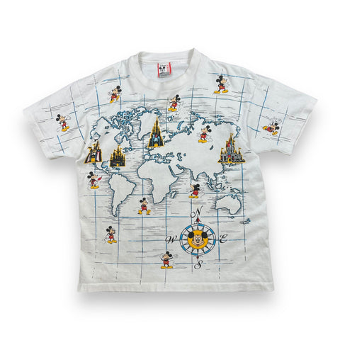 Vintage 90s Mickey Mouse Map AOP Tee - L