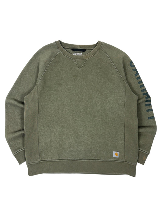 Carhartt Faded Spell Out Olive Crewneck - M