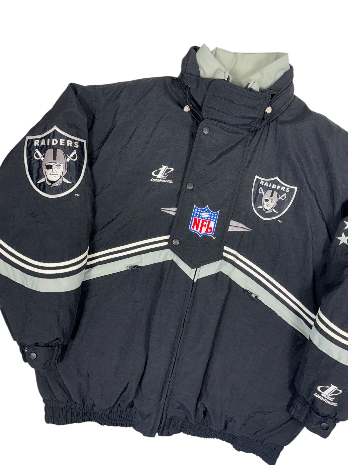1990s Oakland Raiders Logo Athletics  Full Zip Jacket - XL