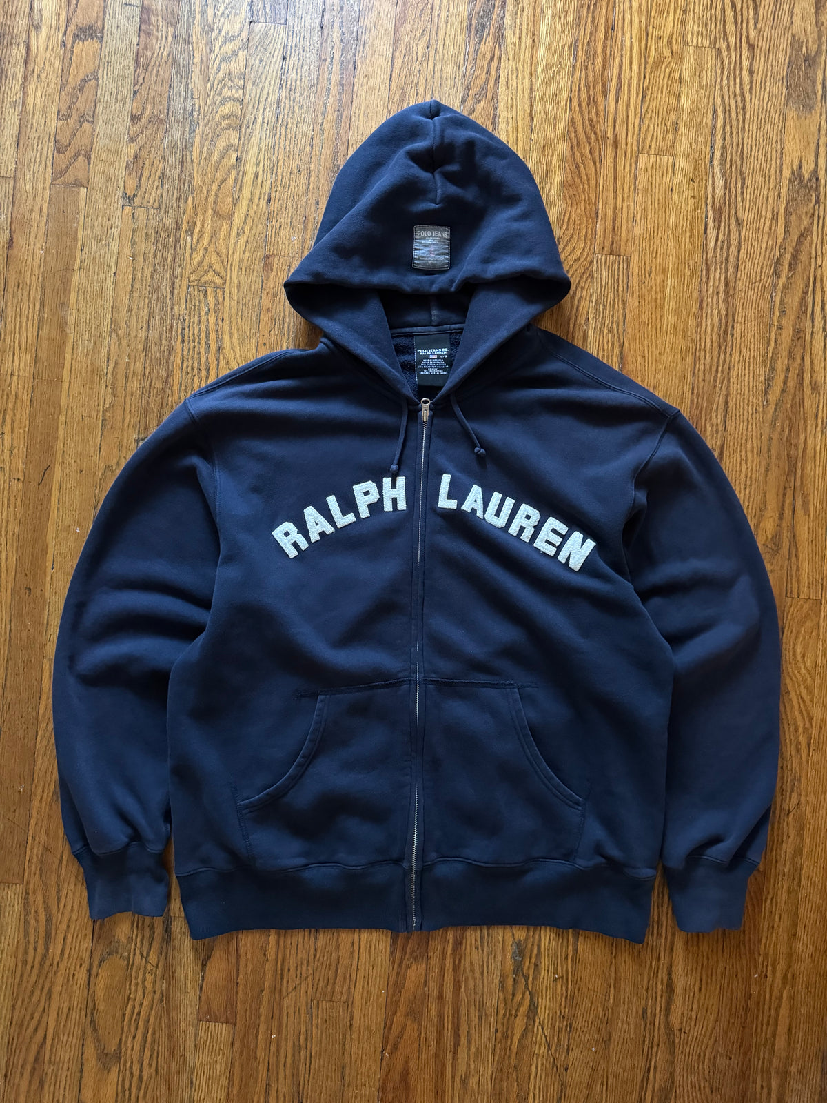 Vintage Polo Ralph Lauren Navy Zip Hoodie Size XL