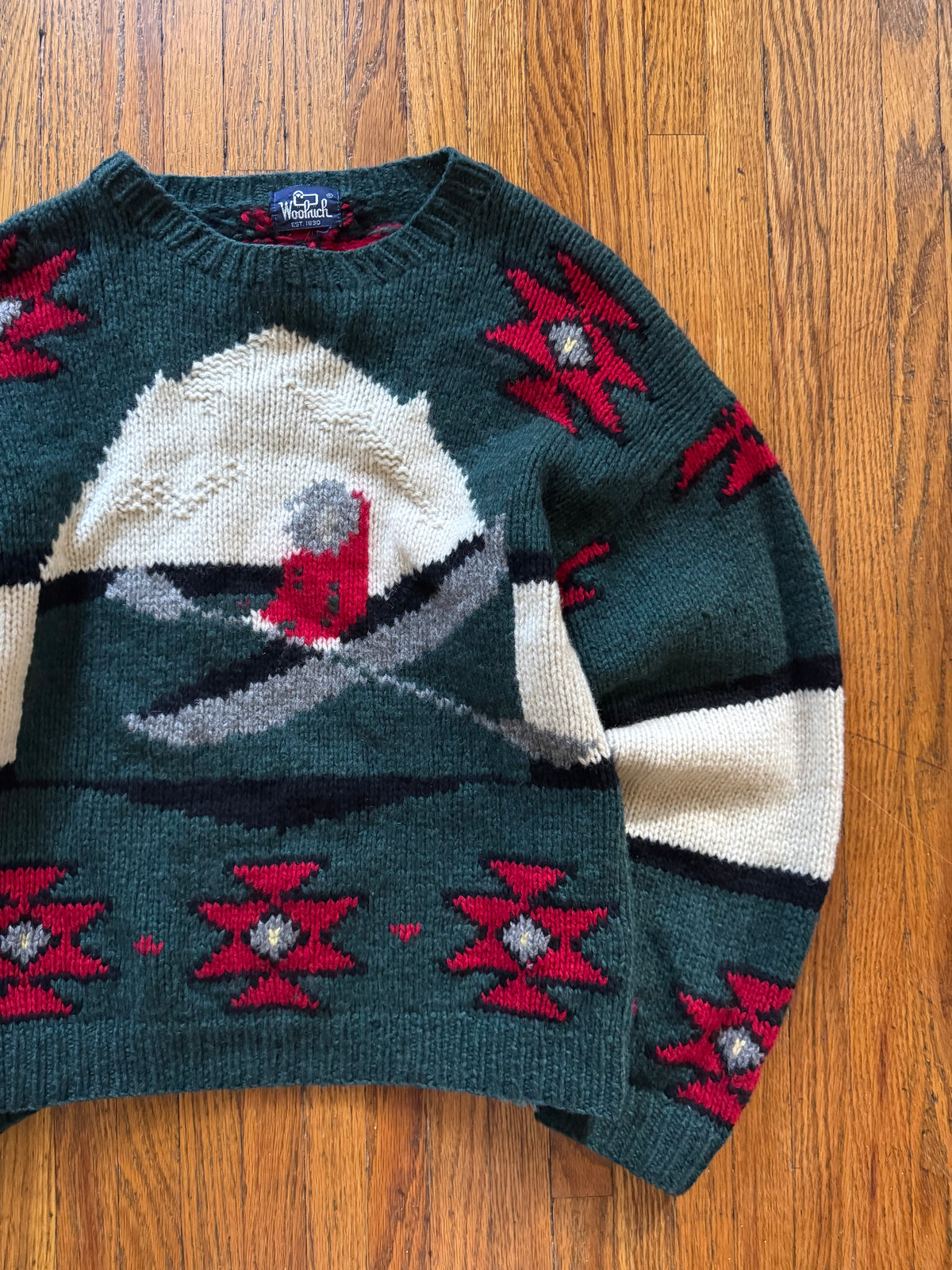 Vintage Woolrich Canoe Aztec Knit Sweater Size Large