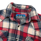 Vintage 90s Red and Blue Snap Flannel - L