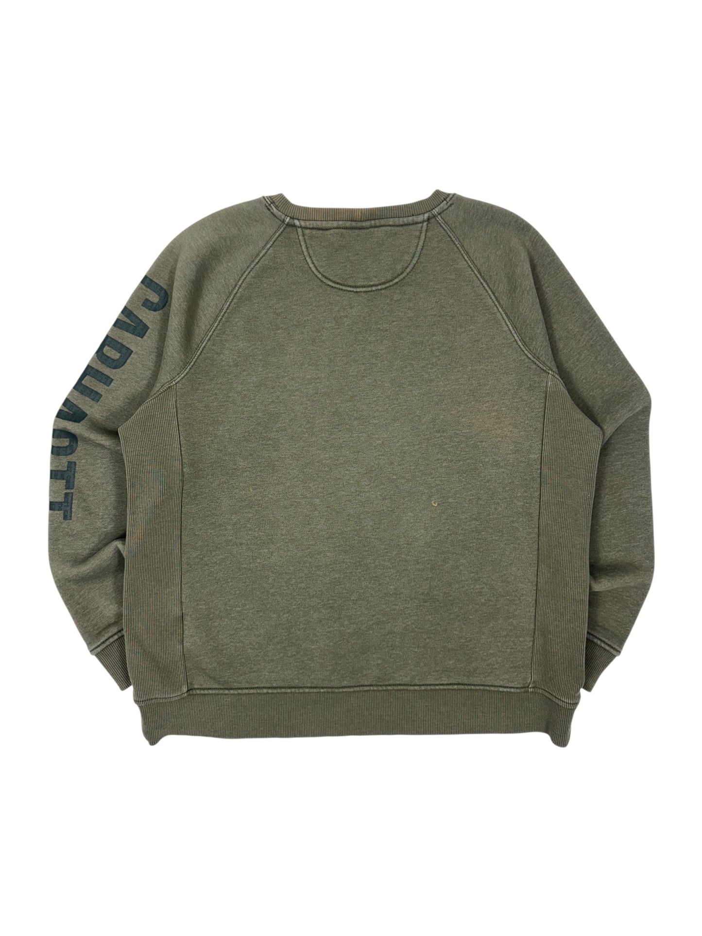 Carhartt Faded Spell Out Olive Crewneck - M