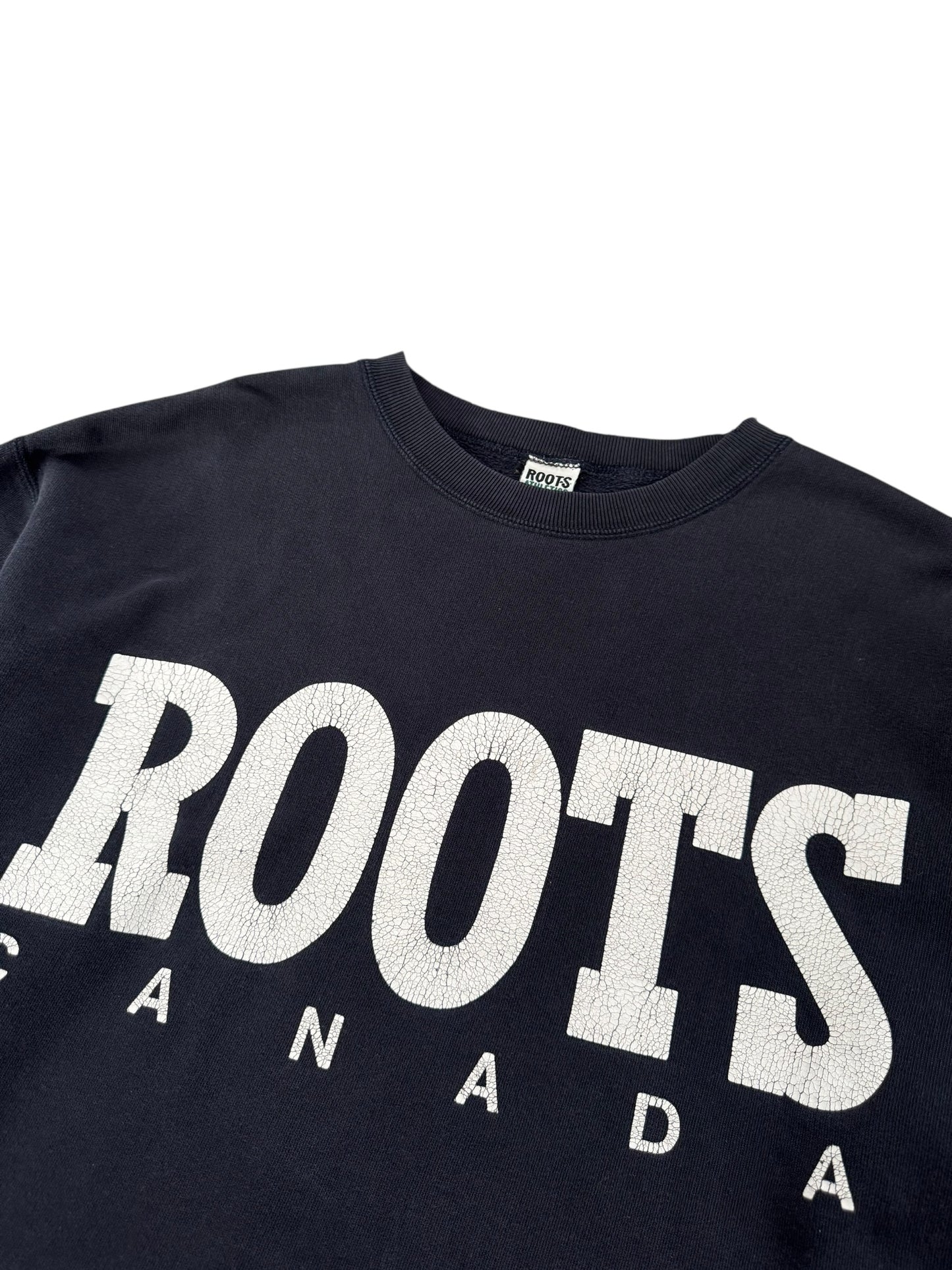 1990s Roots Navy Oversized Crewneck - L