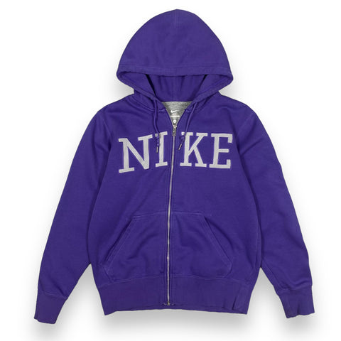 Y2K Nike Spellout Zip Up Purple Hoodie - S
