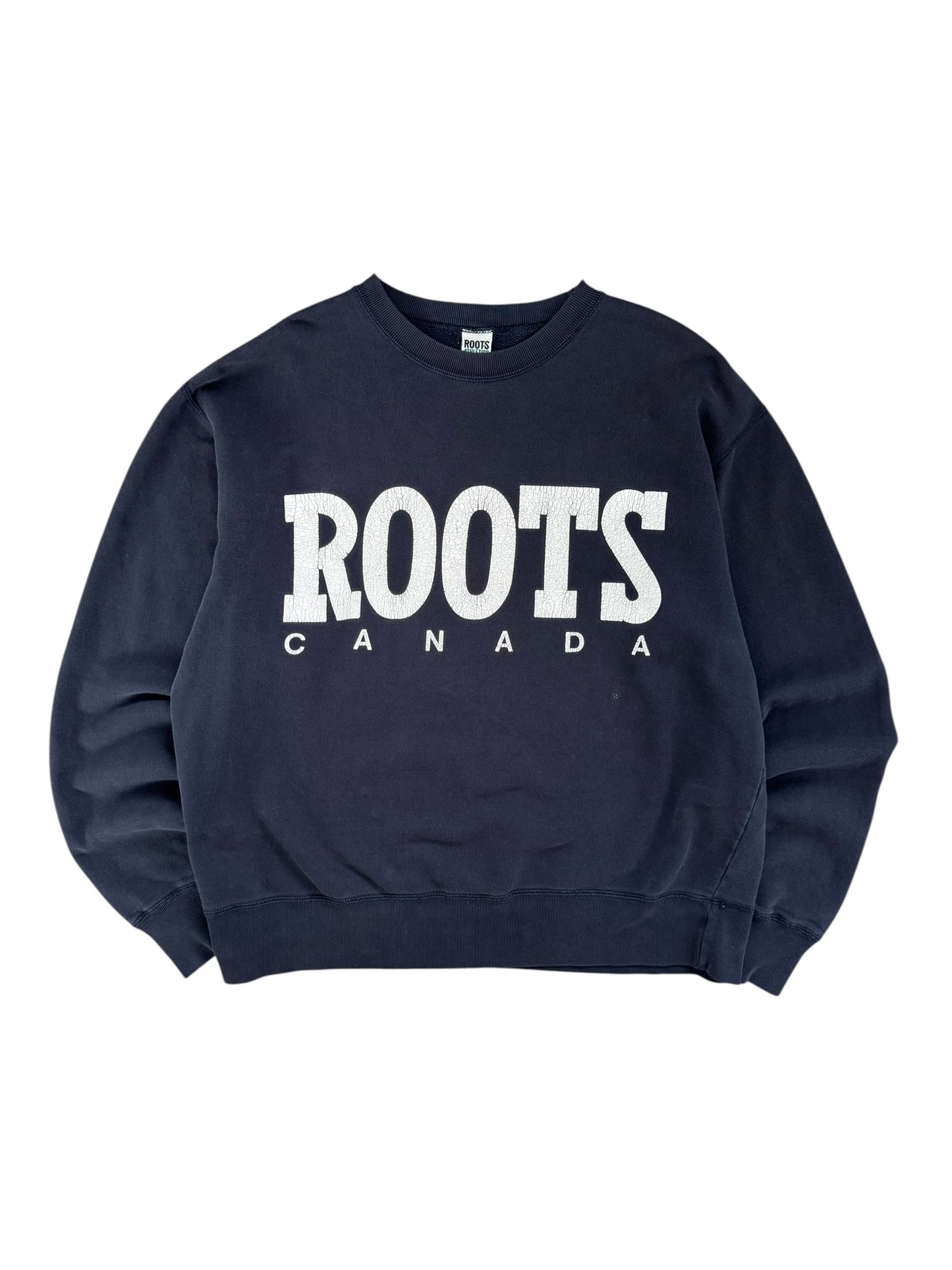 1990s Roots Navy Oversized Crewneck - L