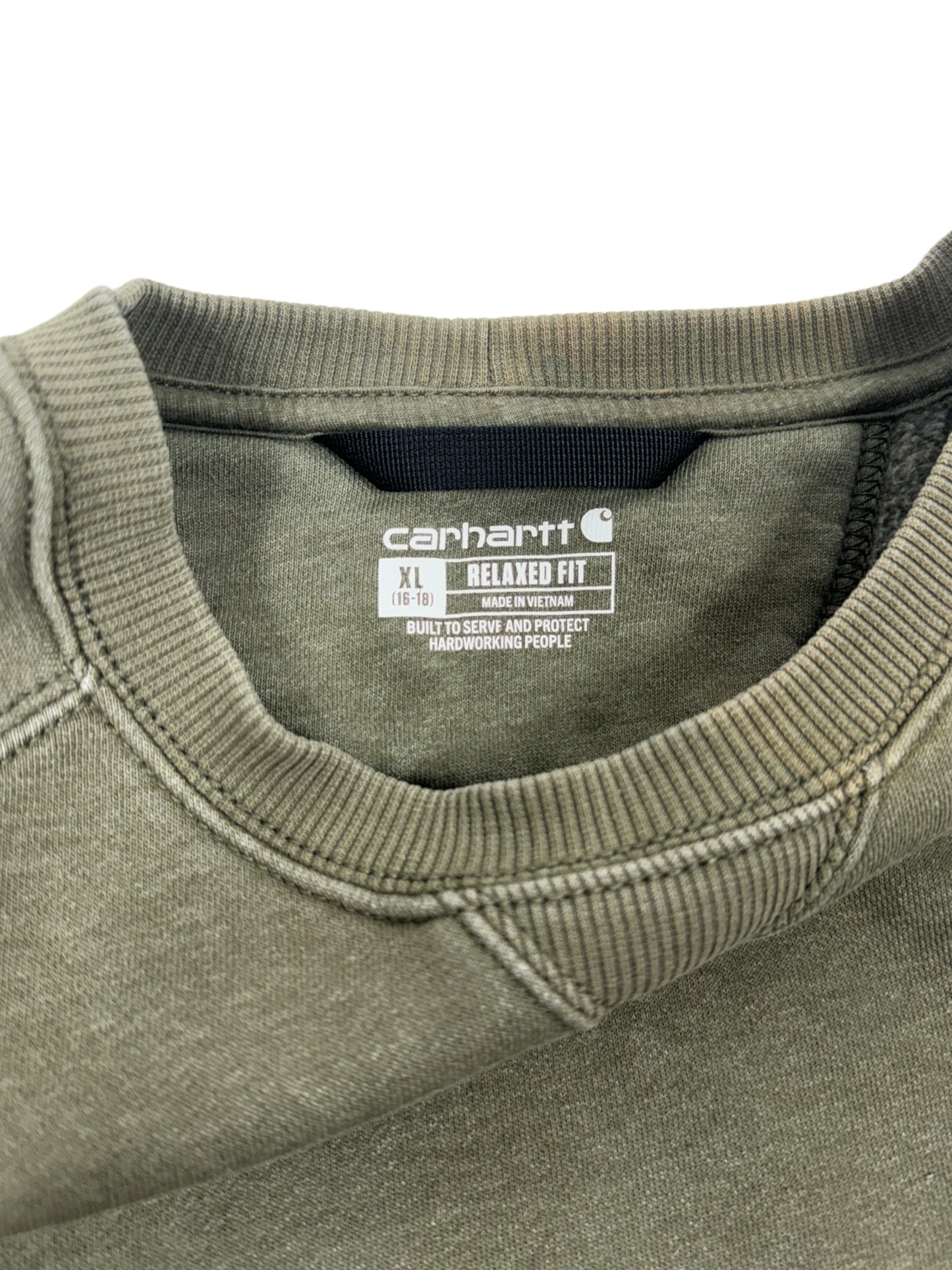 Carhartt Faded Spell Out Olive Crewneck - M