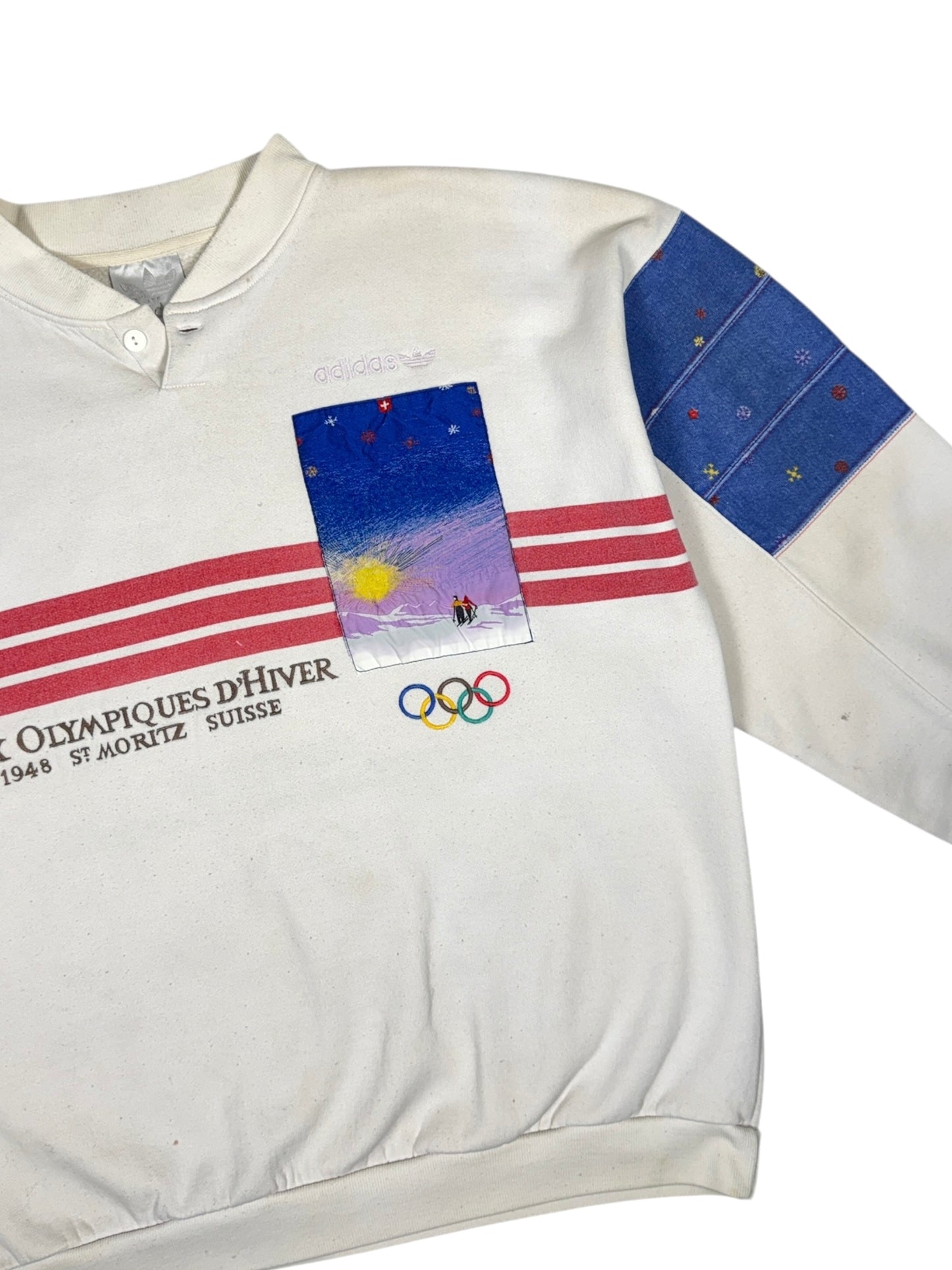 Vintage 80s Adidas Olympic Winter Games Sweater - L