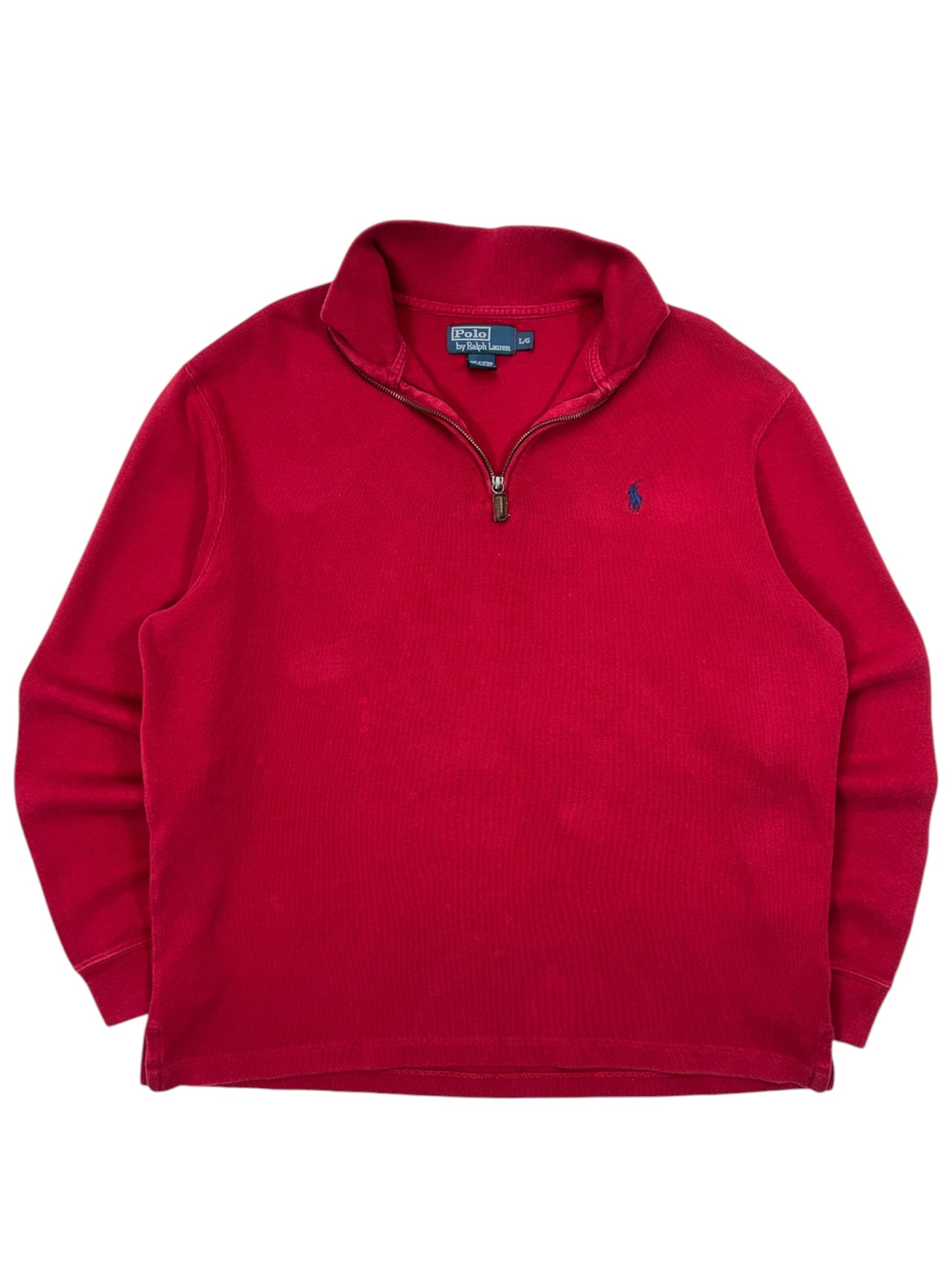 Polo Ralph Lauren Crimson Red Estate Rib Quarter Zip Pull Over Sweater - L