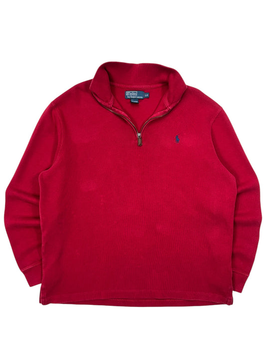 Polo Ralph Lauren Crimson Red Estate Rib Quarter Zip Pull Over Sweater - L