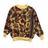 Vintage Knit Fall Leaves Blanket Style Crewneck L