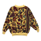 Vintage Knit Fall Leaves Blanket Style Crewneck L